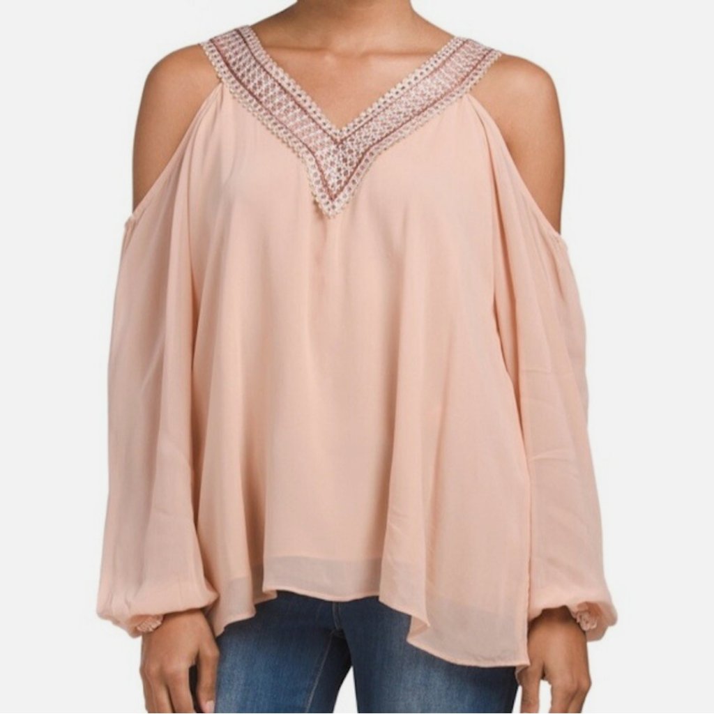 Love Sam Rosewater Cold Shoulder Blouse